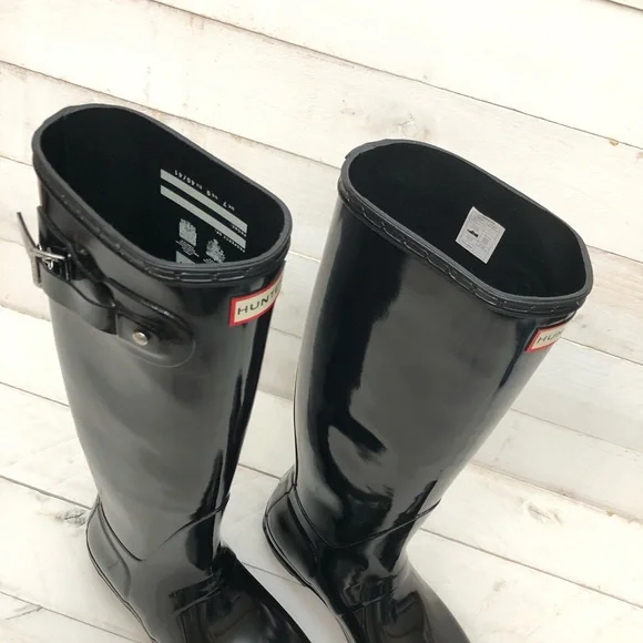 Hunter Original Tall Gloss Rain Boots • Women's Sz 9 • Black Gloss • NIB - Picture 7 of 12